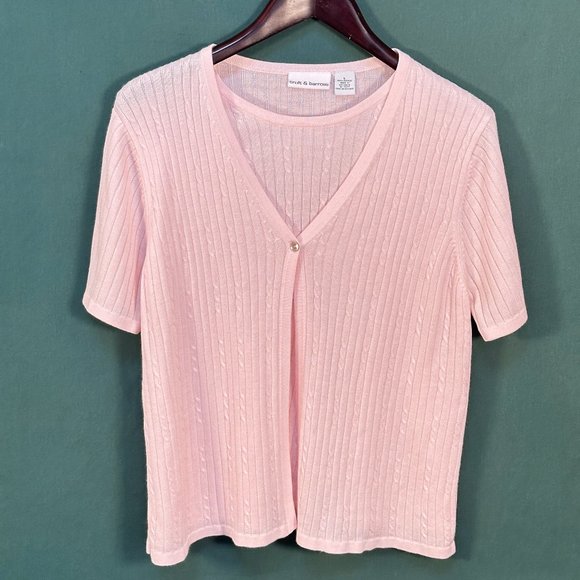 Croft & Barrow short sleeved pink mock cardigan - Picture 1 of 4